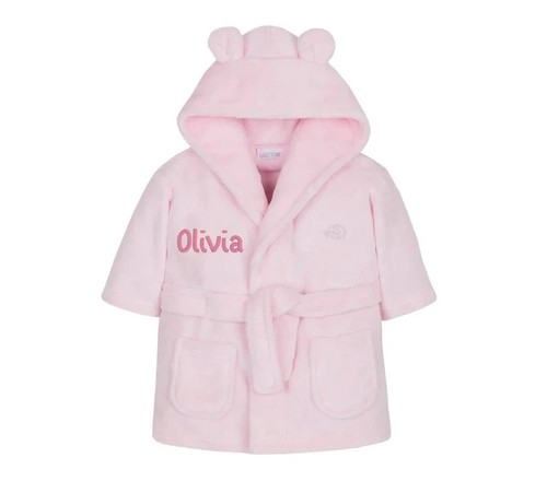 Personalised Embroidered Baby Dressing Gown Novelty Robe Name 0-24 Girl Boy - Picture 5 of 29