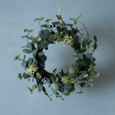 30cm Faux Eukalyptus Kranz weiß Blume Weihnachten Tür künstlich realistisch lebensecht