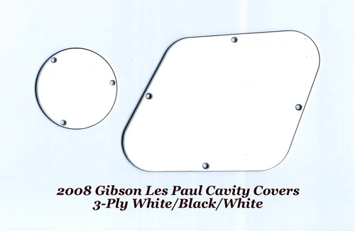 2008 Les Paul LP 3-Ply White WBW Rear Cavity Control Covers for Gibson Project 