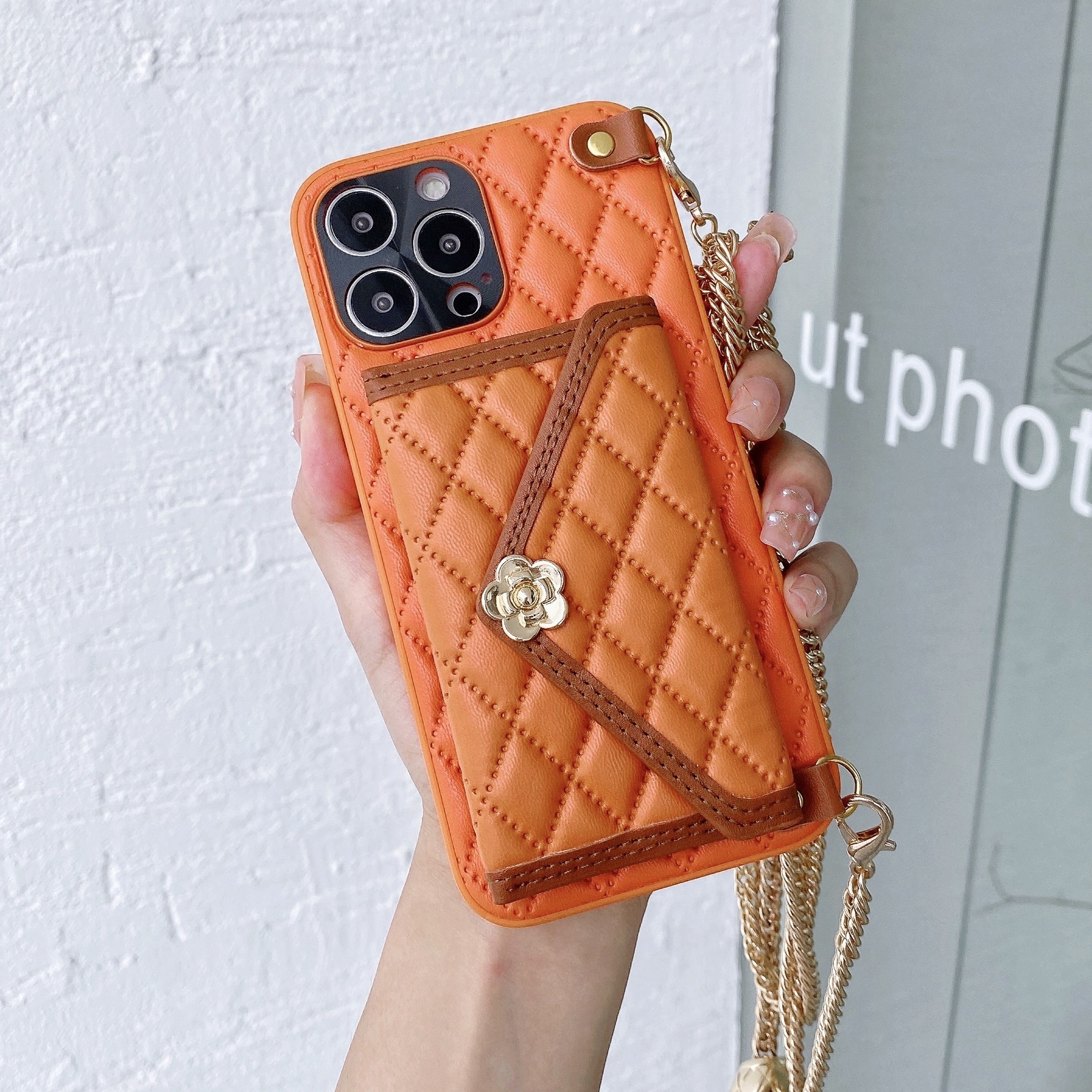 Leather Card Pocket Crossbody Wallet Phone Case For iPhone 13 Pro Max