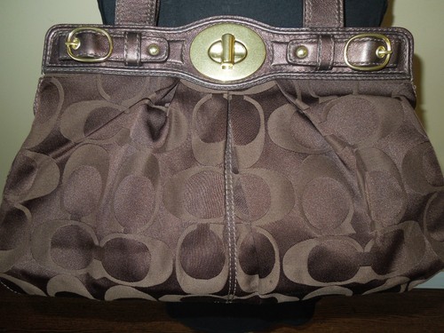 coach 13907 garnet signature sateen handbag purse tote