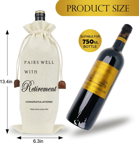 Retirement Wine Gift Bag a Trendy and Thoughtful Present for Retirement Parties, - Picture 2 of 7