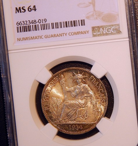 1936A 50 Cents French Indo China NGC MS64 - Silver (Paris Mint) - Picture 2 of 7