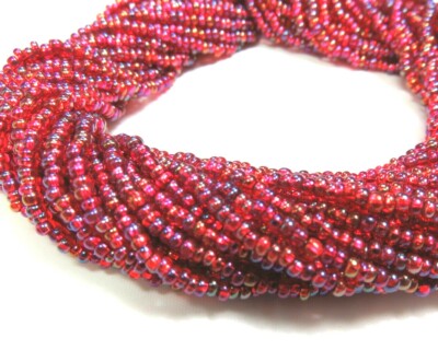 11/0 FULL HANK ~ RUBY S/L RB ~ GLASS SEED BEADS ~ 12 Strands