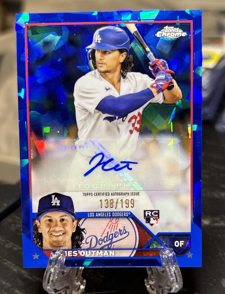 2023 James Outman Topps Chrome Update Sapphire RC AUTO USA-JO Blue /199