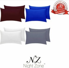 Pair of Pillow Cases in T180 Thread count Polycotton Plain Dyed Pillowcover 
