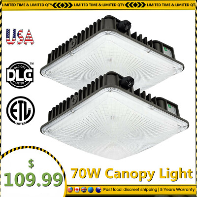 2Pack 70W LED Canopy Ceiling Light - Super Bright Efficient Gas Station Lights