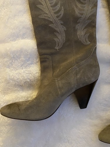 NEW $695 Veronica Beard Women's Ballan Suede Western Boot Taupe Size 5 - Picture 10 of 15