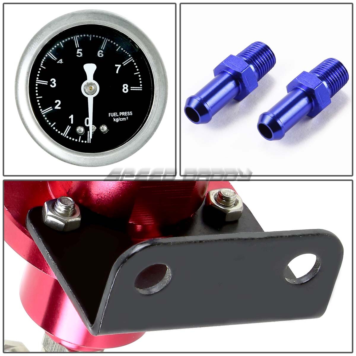 ALUMINUM 160 PSI ADJUSTABLE 11 FUEL PRESSURE REGULATOR+kPa OIL GAUGE KIT RED eBay