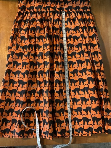 Vintage Halloween Orange & Black Cat Dress Grandma Core Drop Waist Cottage Core - Picture 13 of 19