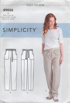 Simplicity Schnittmuster 9050 Hosenpull-On mit Taschen, Gürtel Größe 6 bis 14