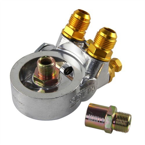 Aluminum AN10 Oil Filter Cooler Sandwich Plate Adapter Thermostat w/80 Deg 176 F - Picture 6 of 11
