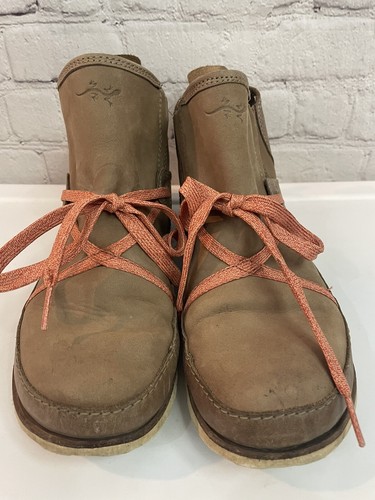 CHACO Harper Tan Orange Lace Comfort Shoes Ankle Boot Womens Leather 7.5 - Picture 3 of 9