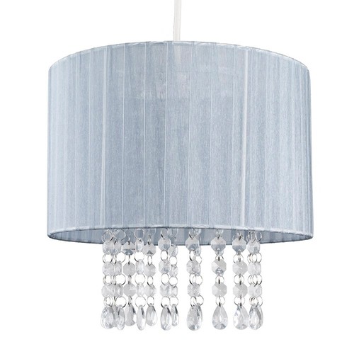 Drum Ceiling Light Shade Modern Voile Easy Fit Lampshades Jewel Droplets Lights - Picture 7 of 30