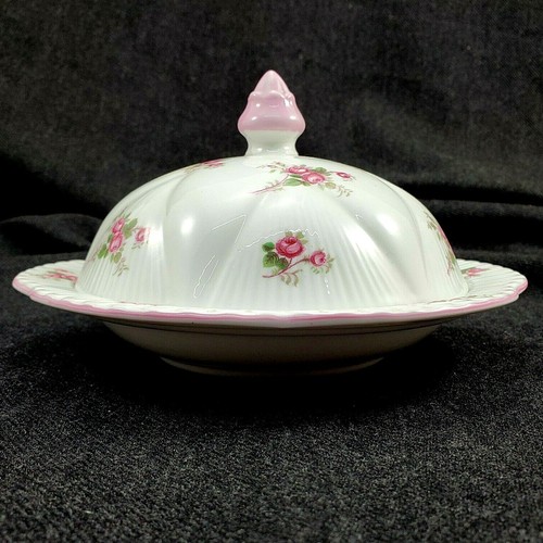 Vintage Mid Century English Bone China "Shelley" Rose Spray Lidded Muffin Dish - Picture 2 of 9