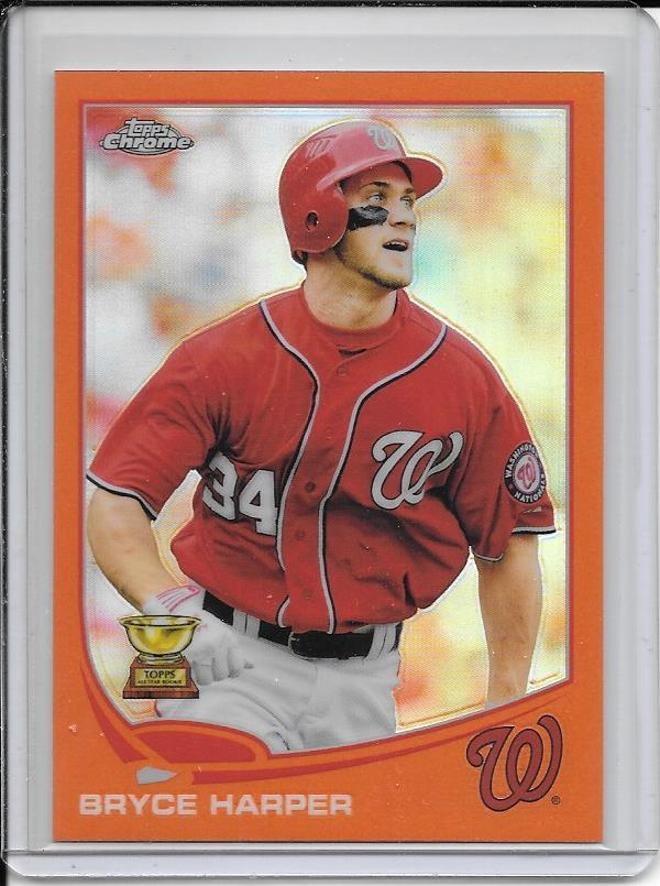 2013 Topps Chrome Bryce Harper Rookie Cup Orange Refractor #220 Nationals