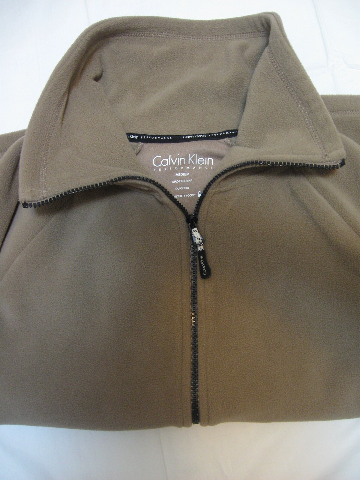 Women’s Calvin Klein Performance Quick dry Tan Fleece full zip Jacket