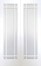 Cheshire Internal White Primed Rebated Door Pair with Clear Glass Product Code 