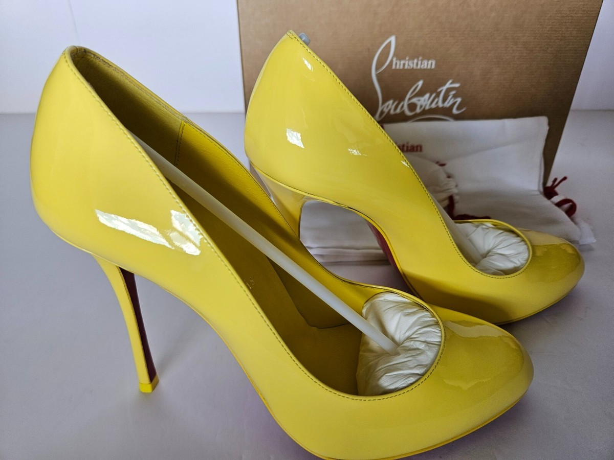 Christian Louboutin Dolly Patent Red Sole Pumps Yellow Eur 39.5/US