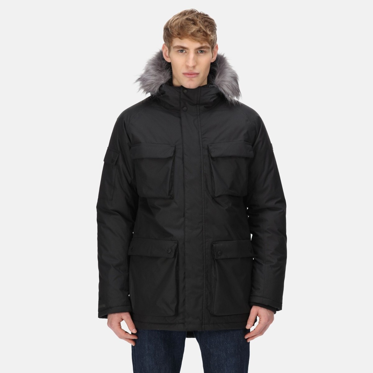 Regatta Aziel Mens Quilted Insulated Waterproof Parka Jacket Black Coat RRP  180