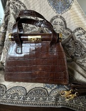 Russell And Bromley Brown Genuine Leather Hand Bag Made In Italy