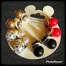 DISNEY THEME PARK Minnie Mouse Front Back Earrings Set
