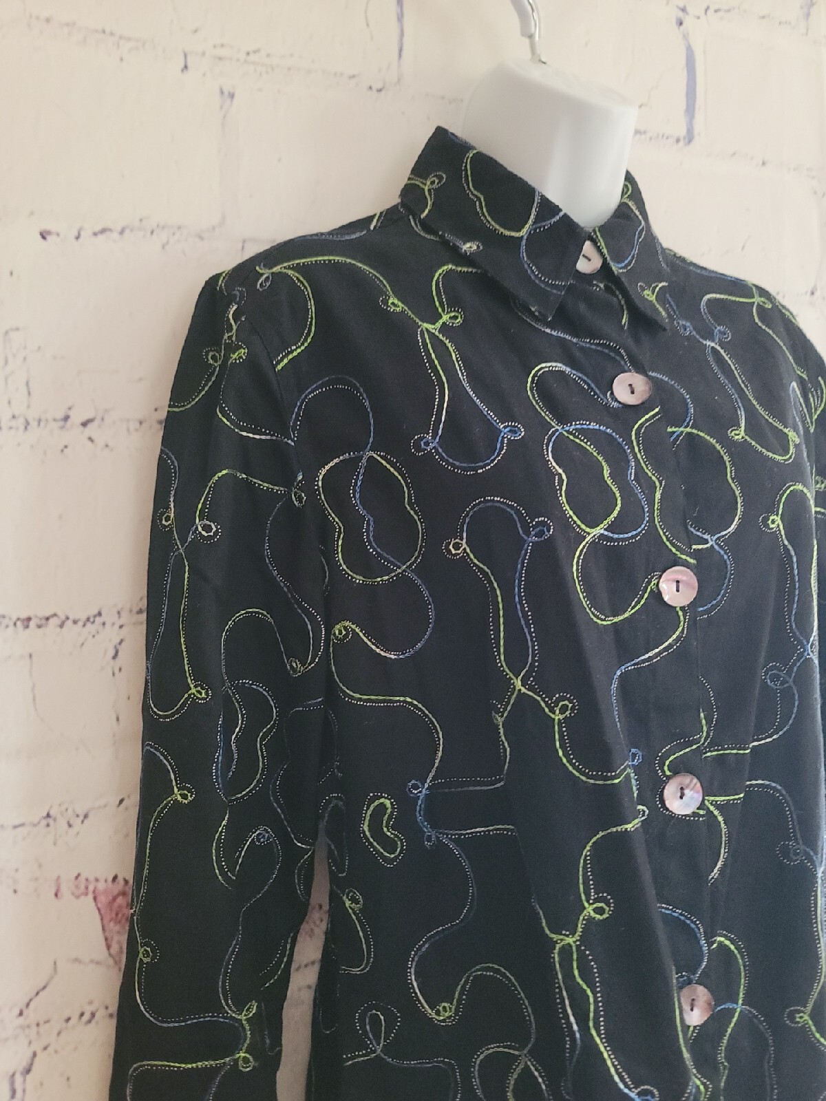 Choices Button Front Blouse Small Multicolor Embr… - image 6