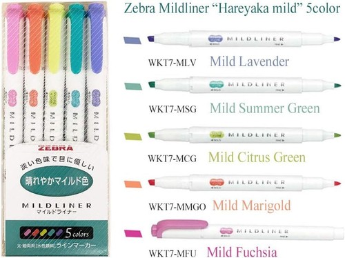 Juego de 25 iluminadores Zebra Mildliner colores pastel surtidos puntas de doble cara - Imagen 5 de 6