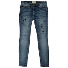 Current/Elliott The Ankle Pixie Skinny Jeans Size 24 Repair Patchwork Distressed