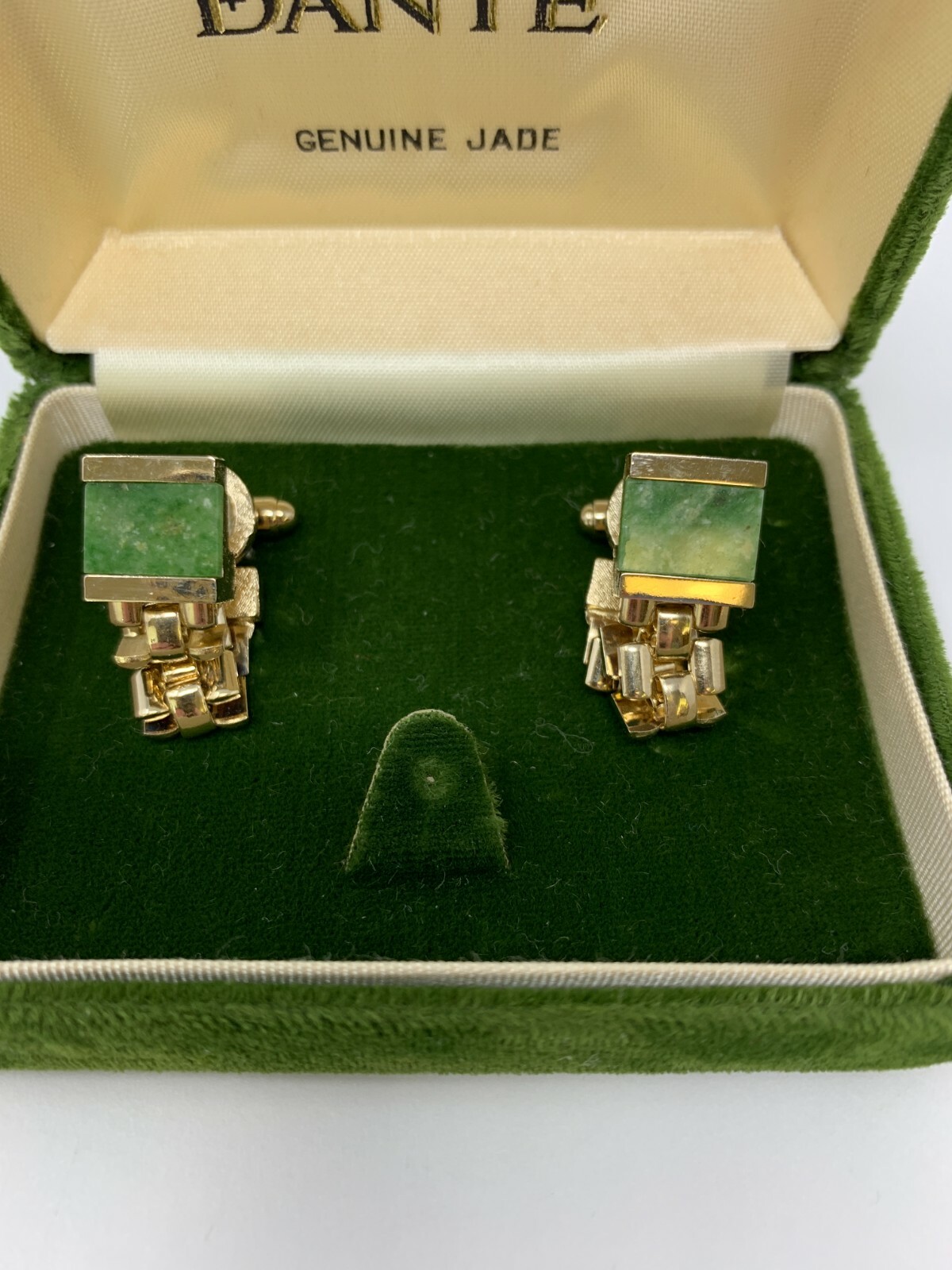 Vintage Dante Genuine Jade Gold Tone Cufflinks eBay