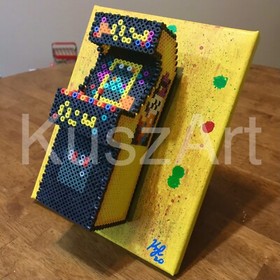 Q -Bert mini 8bit Video Game Art 8x10inch Nintendo NES Artwork retro gameroom 3D