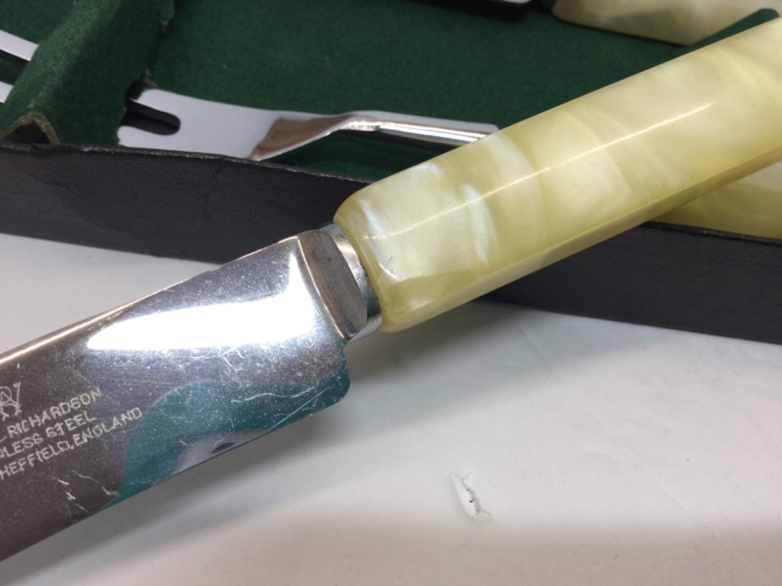 Regent Sheffield England Westall Richardson Bakelite? Handle 3Pc Knife Set Vtg