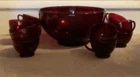 Vintage Anchor Hocking Royal Ruby Red Punch Bowl With 12 Matching Cups