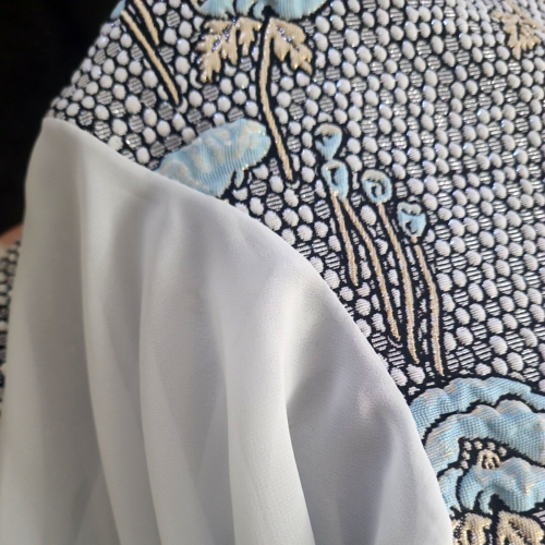 Carla Zampatti 10 Evening/Cocktail Party Dress with Peplum Light Blue/Gold - Picture 13 of 16