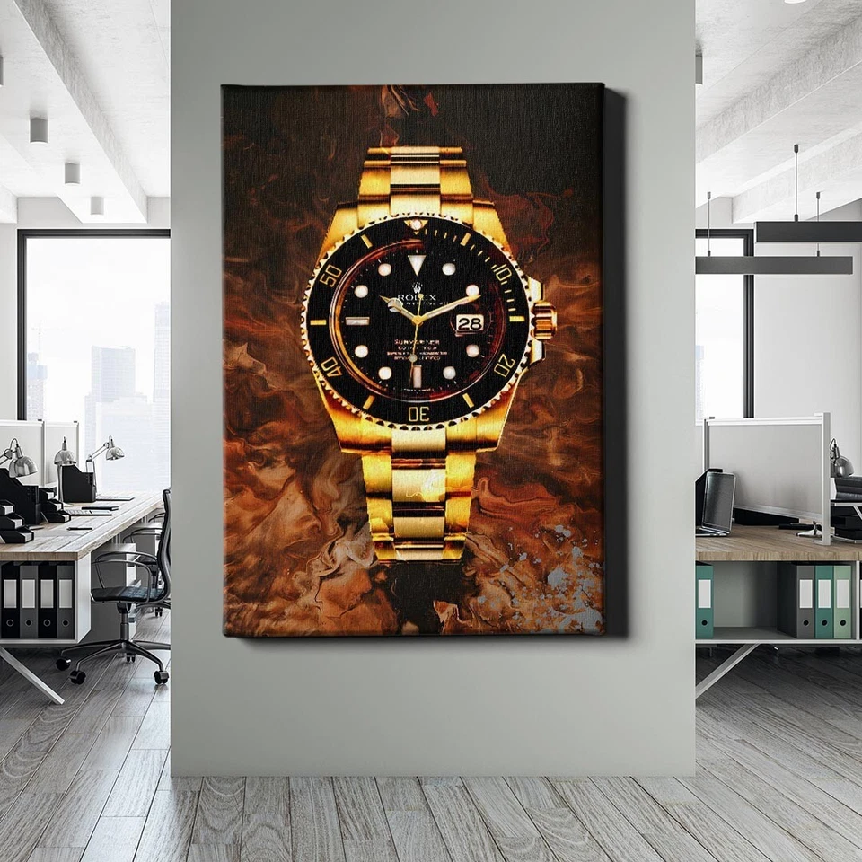 ✅LEINWANDBILD UHR GOLDENES DESIGN ELEGANZ LUXUS ZEIT MODERN KUNST GOLD - Bild 1 von 4