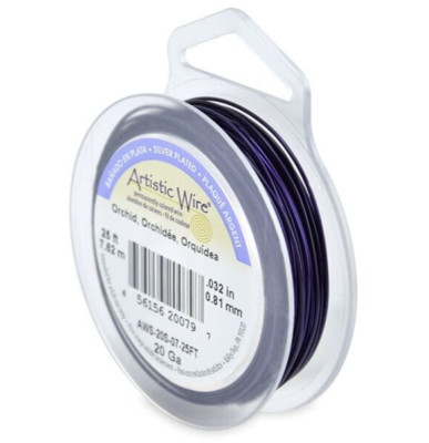 20 Gauge Orchid Artistic Wire Tarnish Resistant Silver Plated Purple Wire 25ft