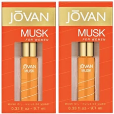 (2 Pack) NEW Jovan Musk For Women Perfume Musk Oil Boldly 0.33 Oz ea