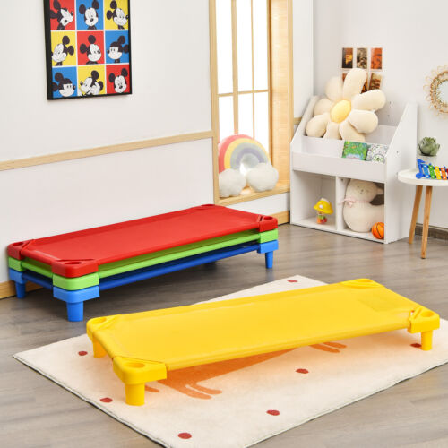 4PCS Kids Stackable Daycare Cot Toddler Naptime Sleeping Rest Mat Travel Playpen - Picture 2 of 10