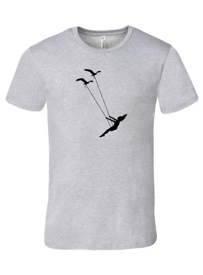 Flying bird swing shirt, mens athletic gray  premium tee tshirt
