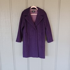 EMME Marella Boucle Coat Size M Women Wool Blend Long Sleeve Pockets In Purple