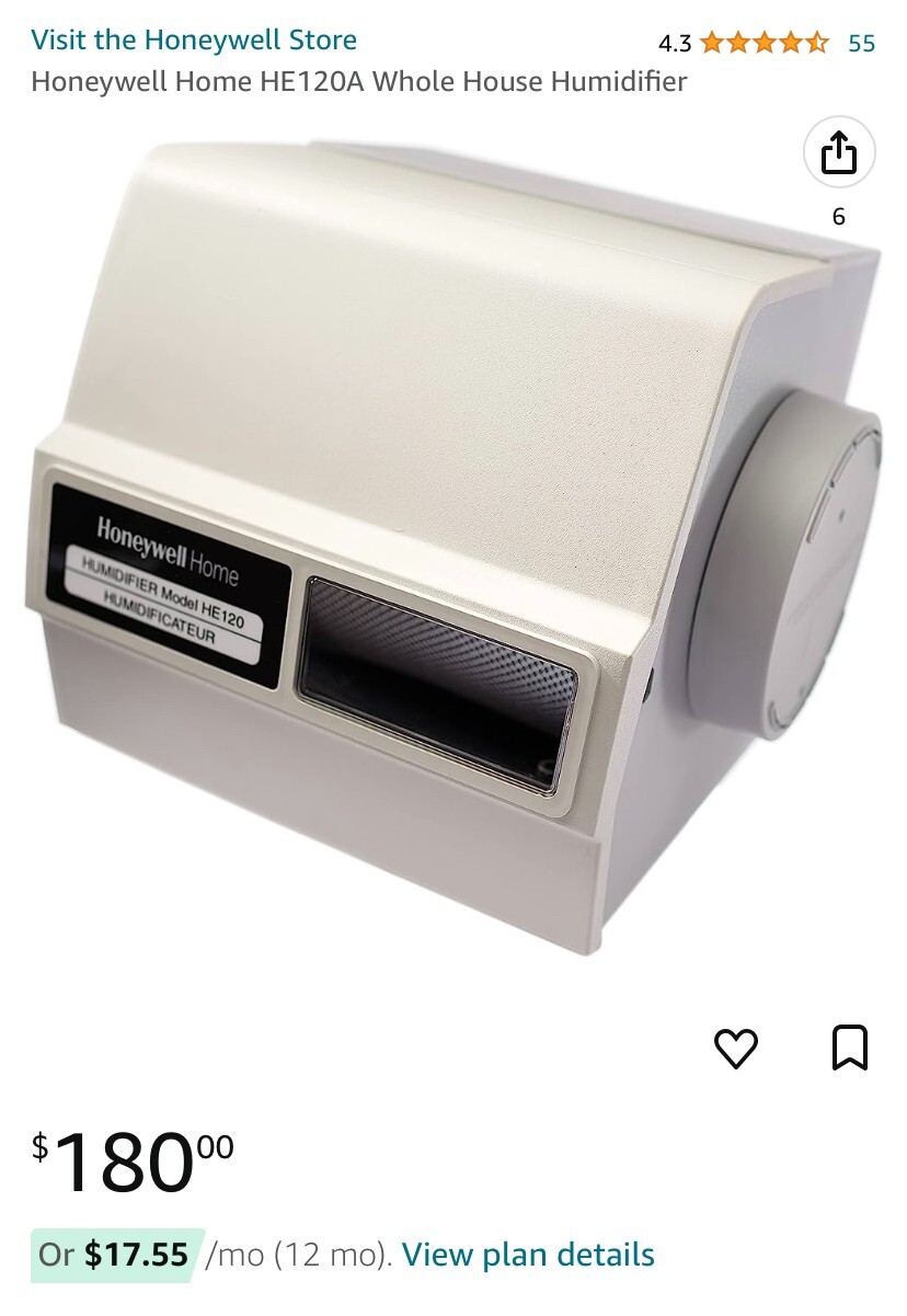 Honeywell Bypass Drum Humidifier HE120A Whole Home Room NEW House Air 1002&nbsp;