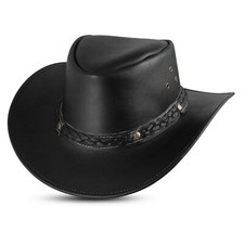 Western Style Genuine Leather Cowboy hat for Men and Women Shapeable - Wide Brim