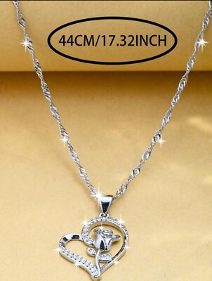 Glamorous Copper Rhinestone Heart Pendant Necklace For Women, Copper Jewelry 