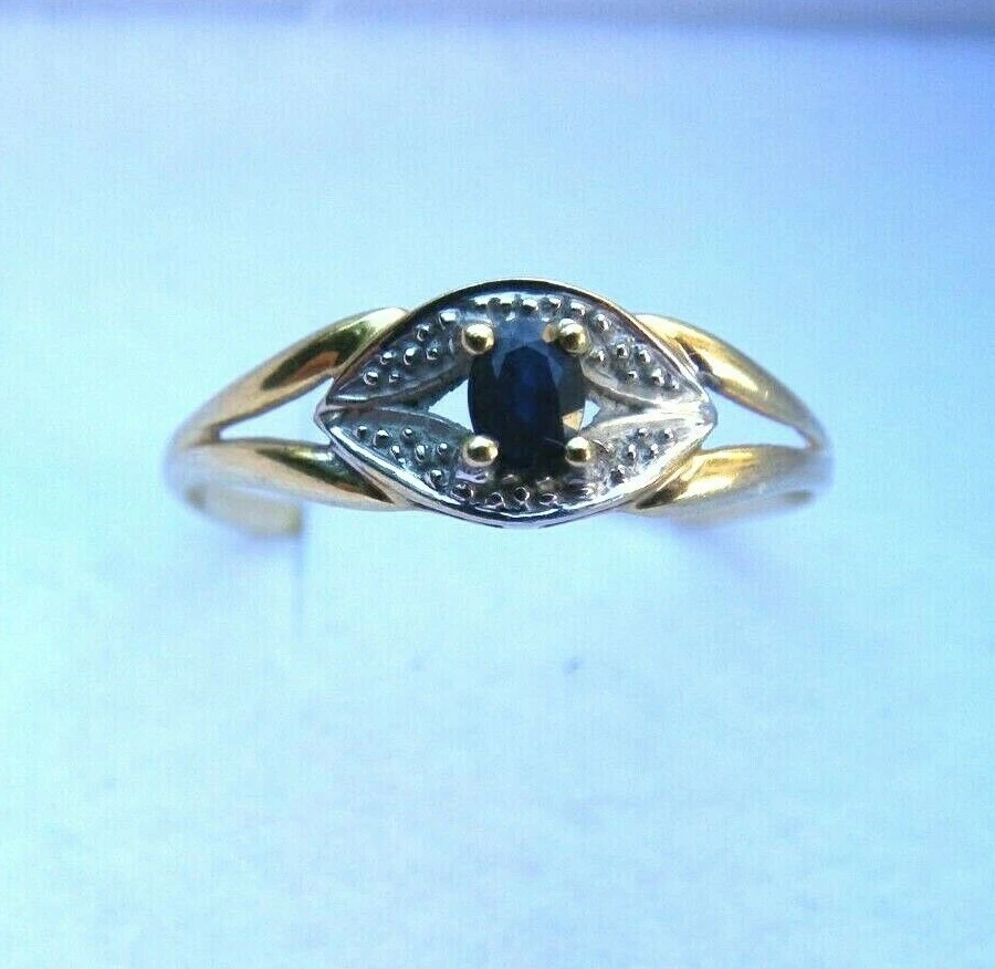 bague or jaune saphir bleu - Photo 2/4