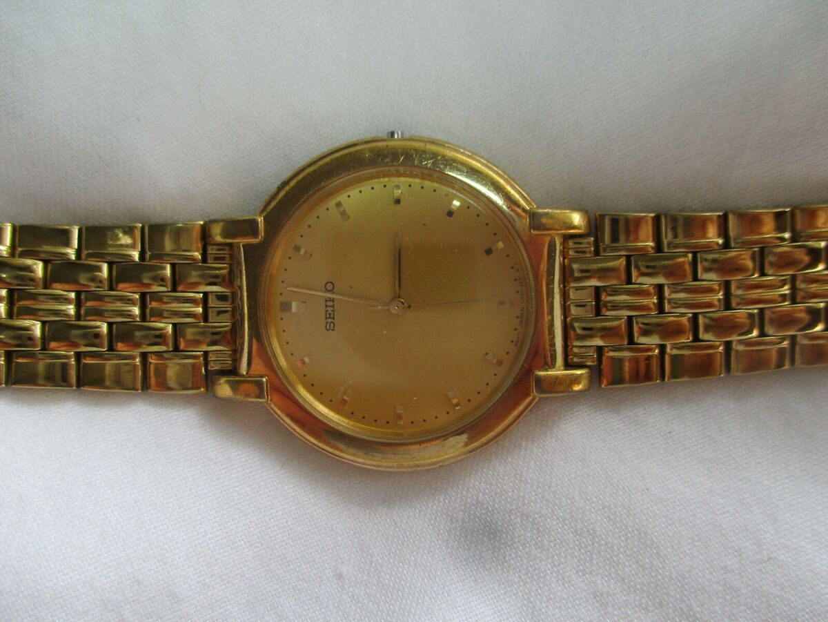 Seiko Wristwatch Gold Tone Band Round Face Simple Style Seiko Wristwatch Gold Tone Band Round Face Simple Style