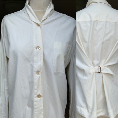 ROMEO GIGLI DESIGNER VINTAGE 80 s IVORY COTTON SHIRT TOP DROP SLEEVE 44 12 14