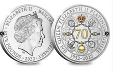 2022 Guernsey Queen Elizabeth II Platinum Jubilee 70 years &pound;5 Five Pound BU Coin