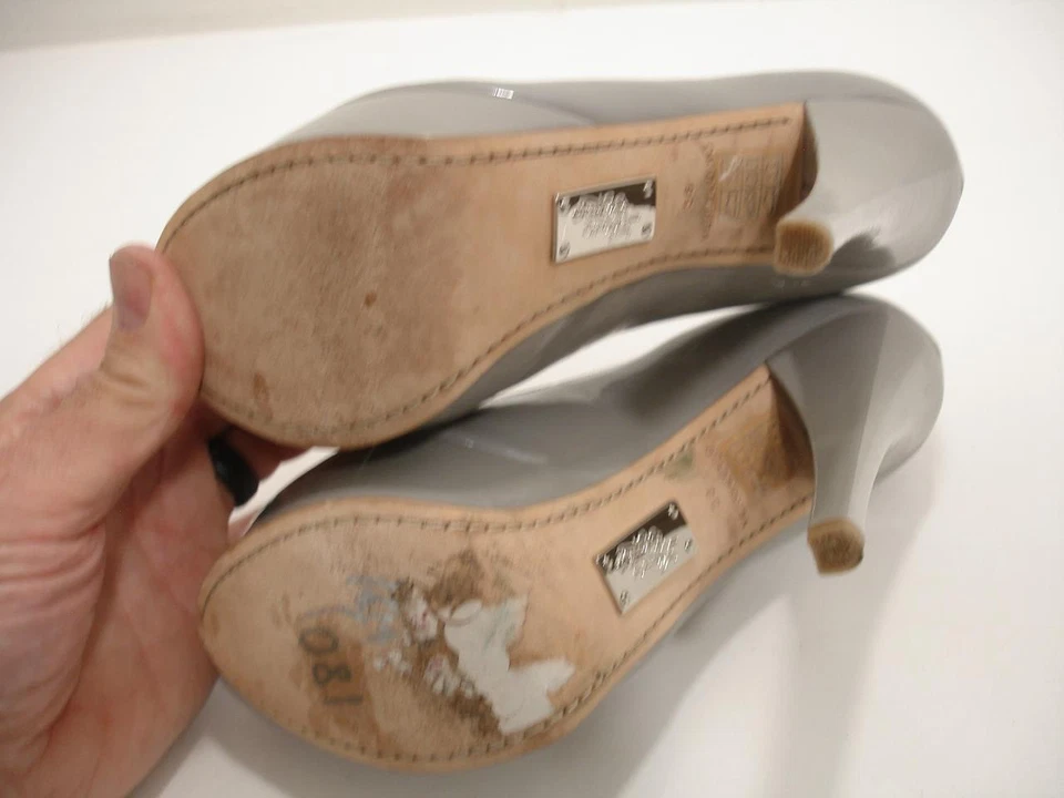 Womens 6 36 Alejandro Ingelmo Platform Pumps Gray Patent Leather High Heel Shoes - Image 4 of 4