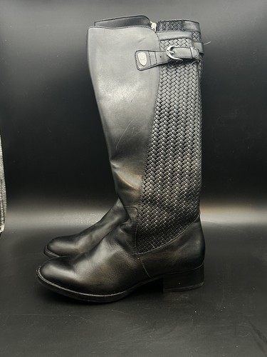 Womens Size 9 Ariat Plymouth Tall Black Riding Boots Basketweave Leather - Picture 2 of 14