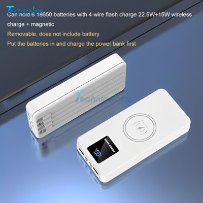 10W 22.5W Mobile Power Bank DIY Housing Shell Case w/ 4 charge cable for 6*18650